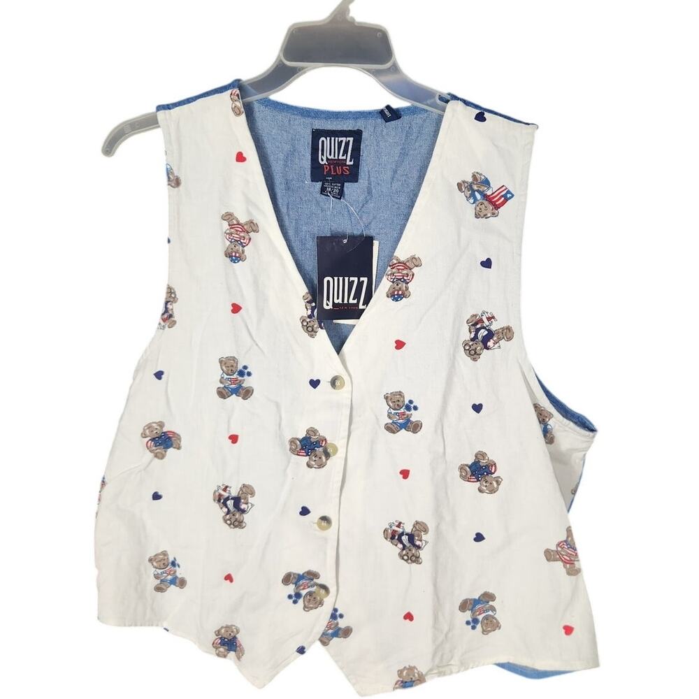 Quizz Patriotic Tedd Bear Print Vest NWT women's 16/18